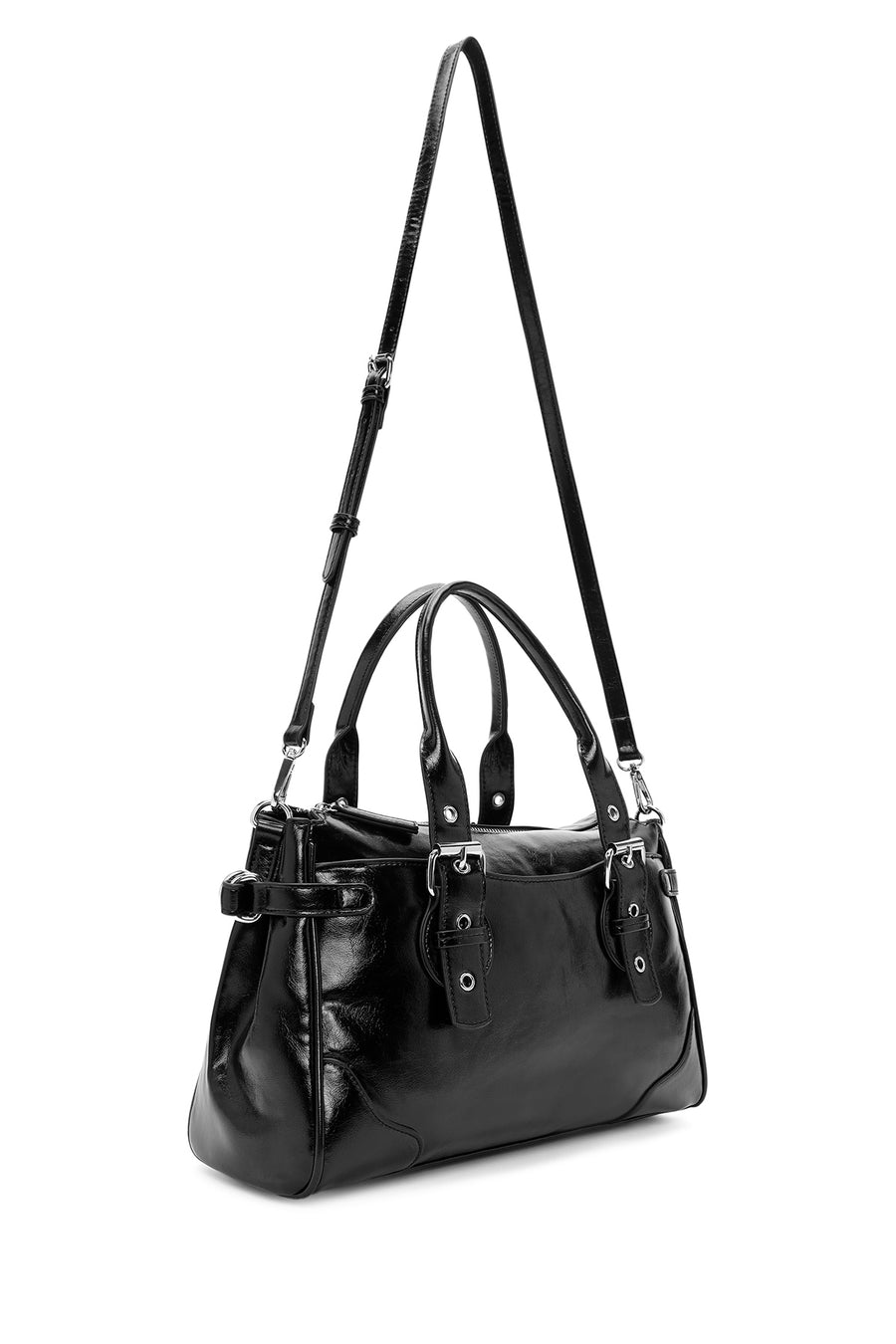 Women's Black Long Strap Casual Shoulder Bag