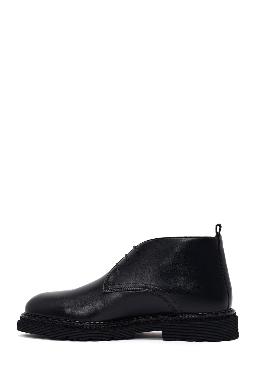 Male Black Lace-up Leather Casual Boots