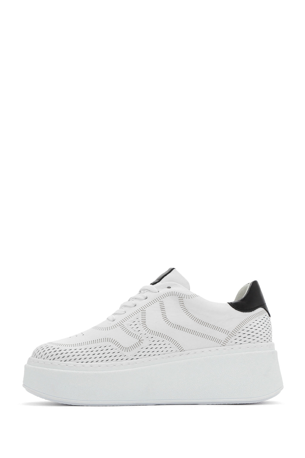 Kadın Beyaz Bağcıklı Kalın Tabanlı Deri Sneaker