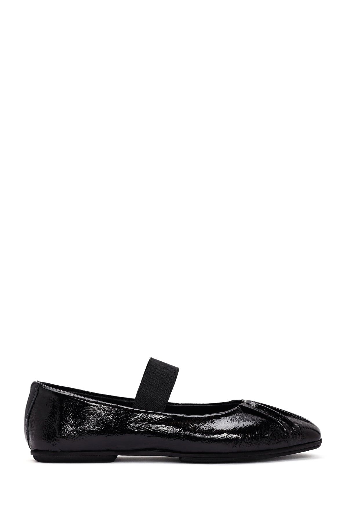 Women's Black Striped Patent Leather Ballerinas 24SFD181616 | Derimod