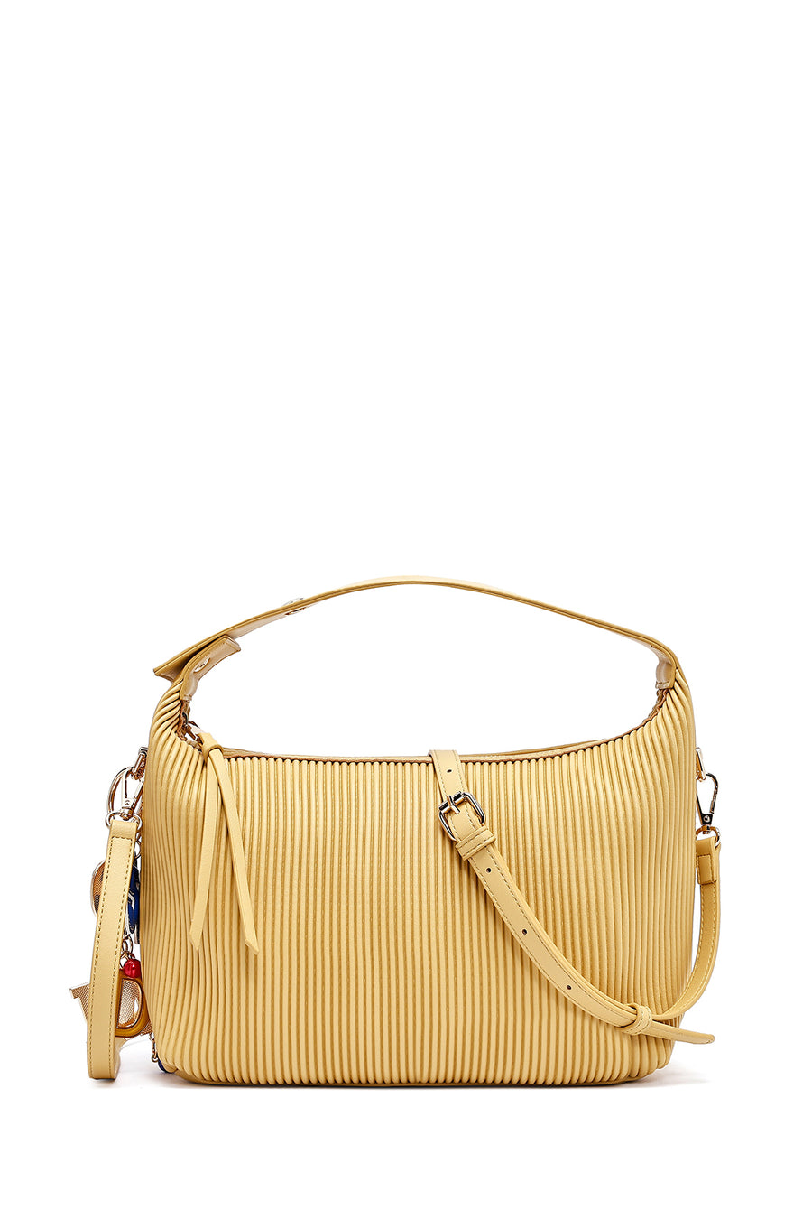 Women's Yellow Long Strap Accessory Detailed Printed Handbag