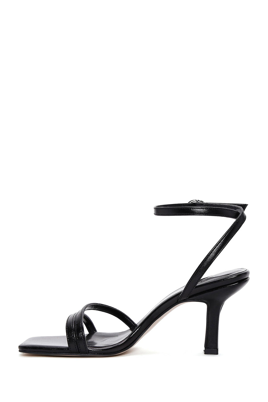Women's Black Ankle Strap Heeled Sandals