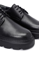 Men's Black Lace-Up Thick-Soled Leather Casual Shoes | Derimod