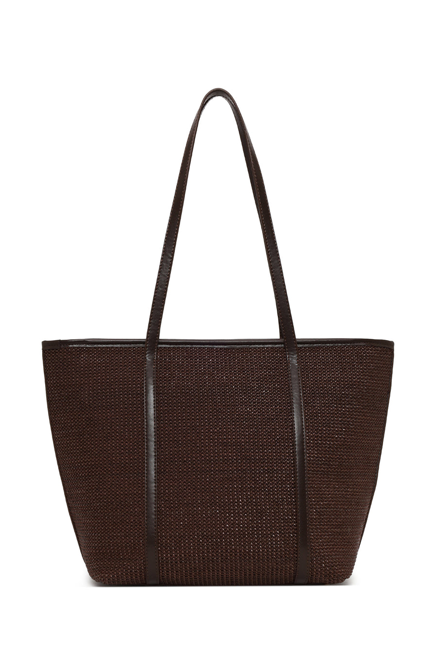 Woman Brown Straw Shoulder Bag