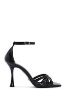 Women's Black Ankle Strap Thin Heeled Leather Sandals | Derimod