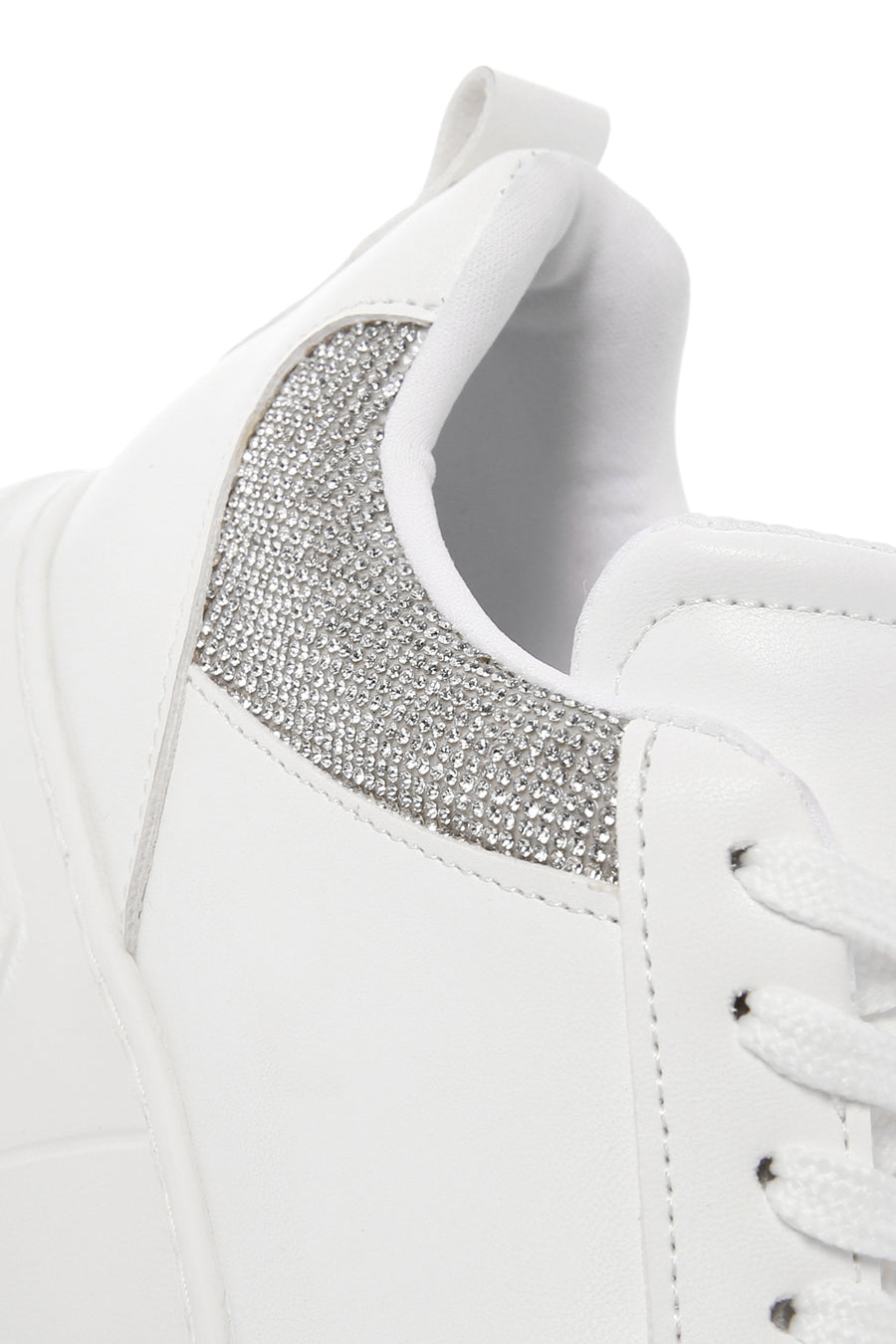 Kadın Beyaz Kalın Tabanlı Taşlı Sneaker