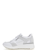 Women's White Leather Suede Detailed Thick Soled Sneaker | Derimod