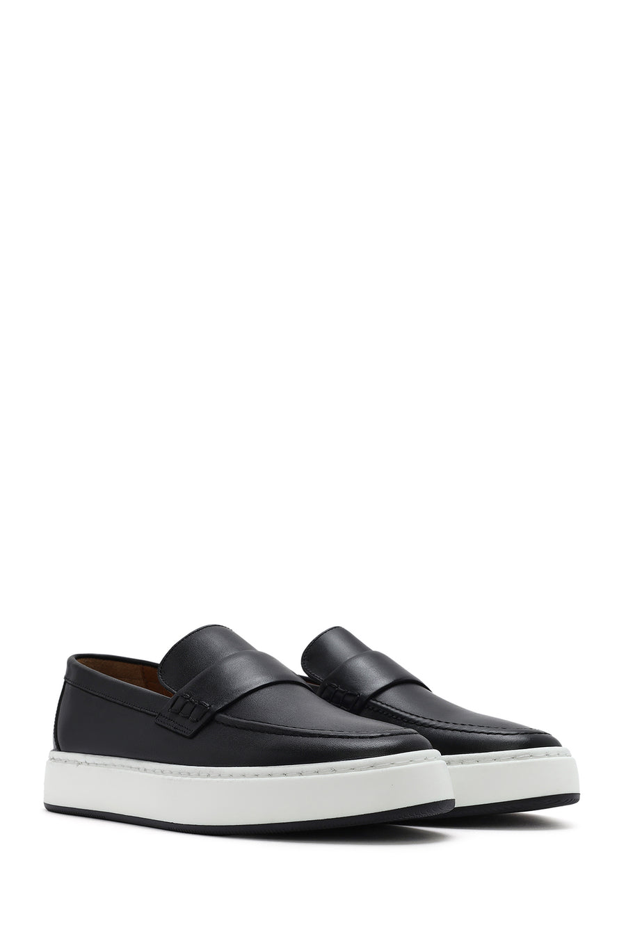 Men's Black Chunky Leather Loafers