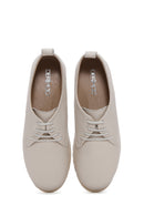 Women's Beige Lace-Up Leather Comfort Shoes | Derimod