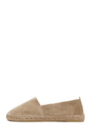 Women's Beige Suede Leather Espadrille | Derimod