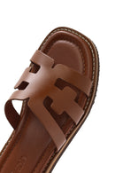 Women's Brown Leather Slippers | Derimod