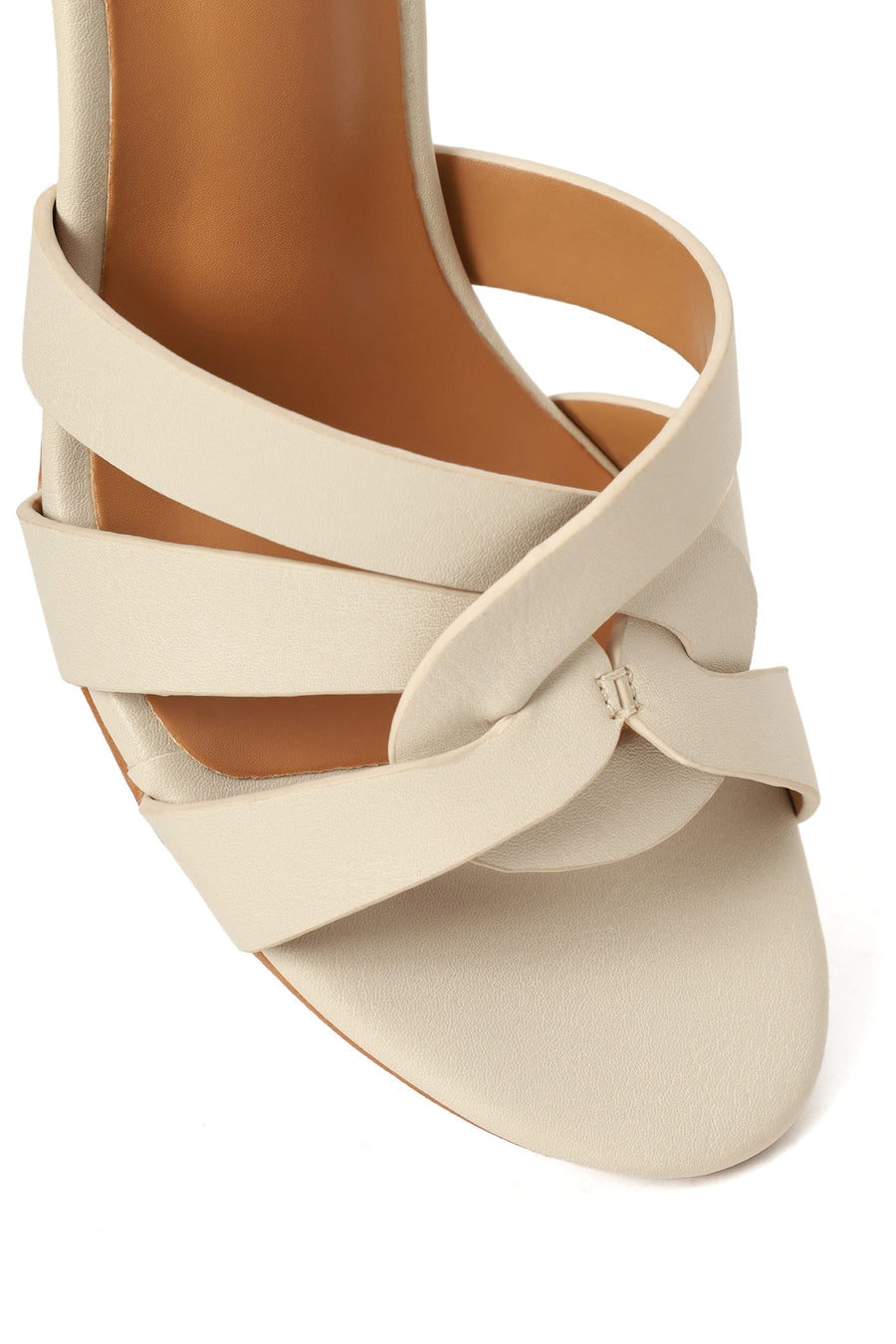Woman Cream Ankle-Buckle Chunky-Heel Sandals