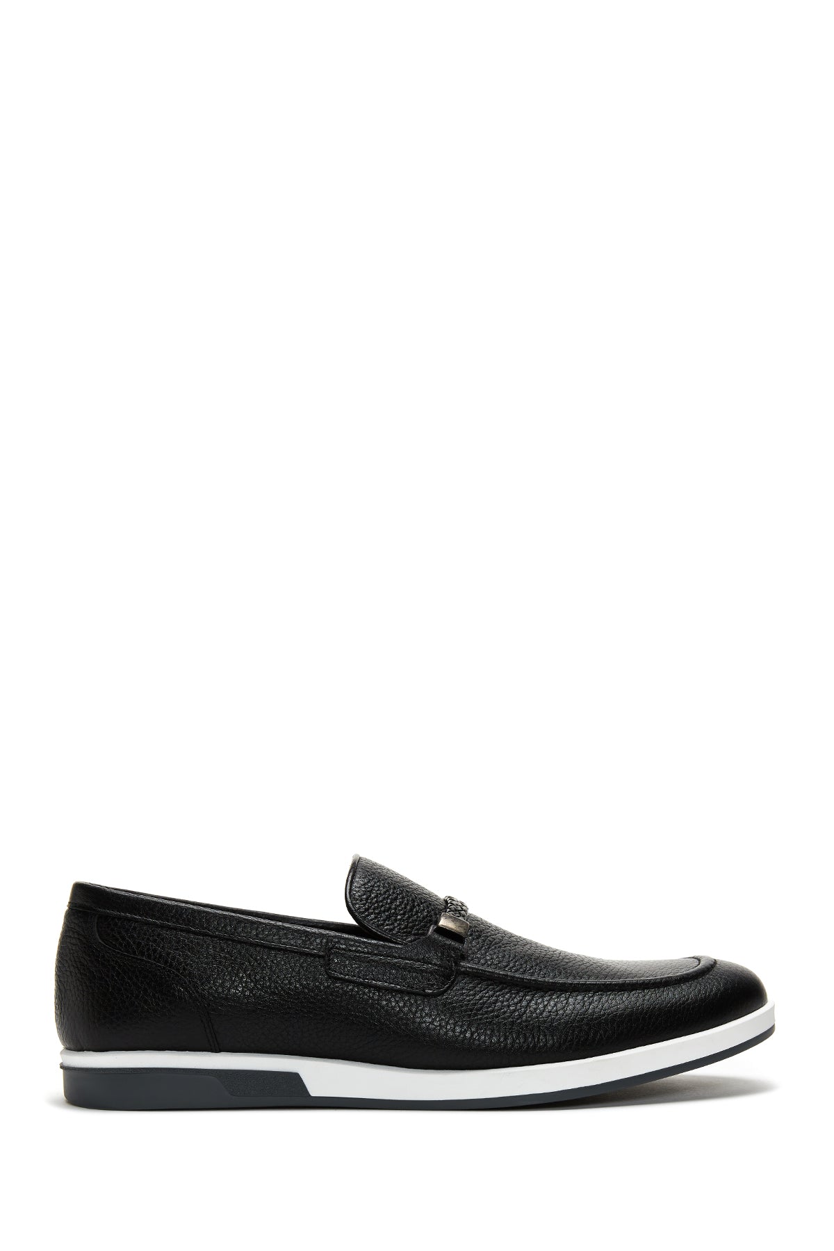Men's Black Leather Knit Detailed Casual Loafer 22SFD6017FT | Derimod