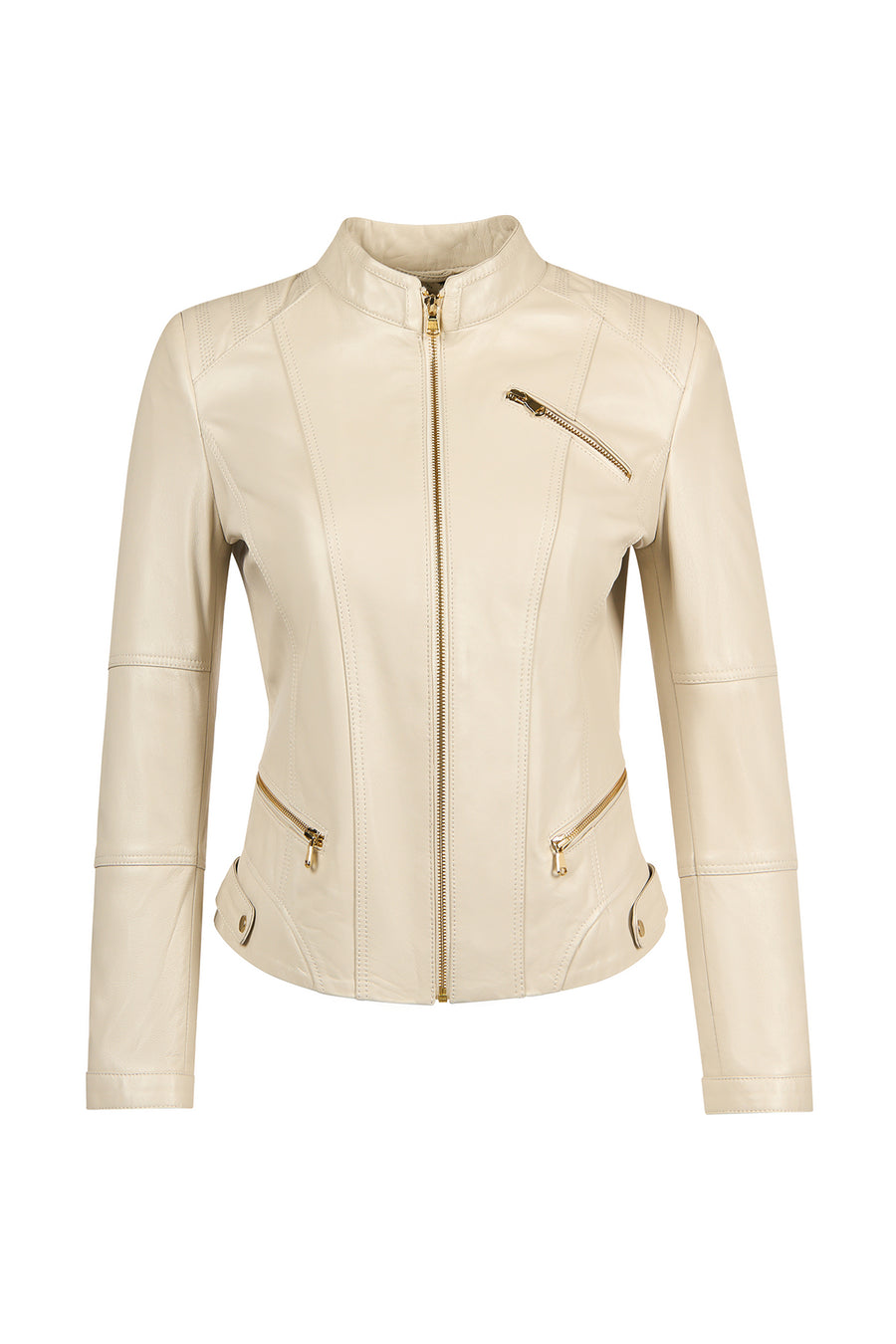 Donna Women's Beige Short Leather Jacket