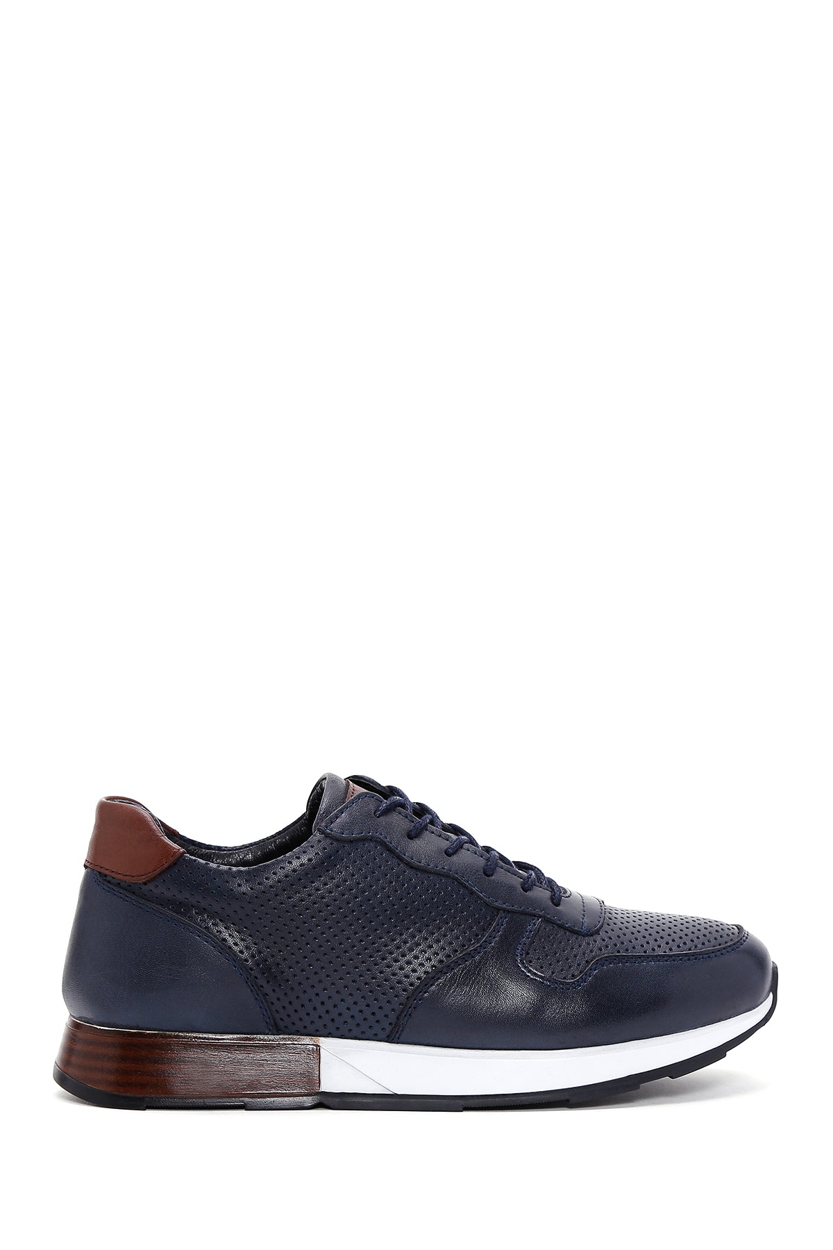 Men's Navy Blue Leather Sneaker 23SFD690918 | Derimod