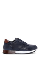 Men's Navy Blue Leather Sneaker | Derimod