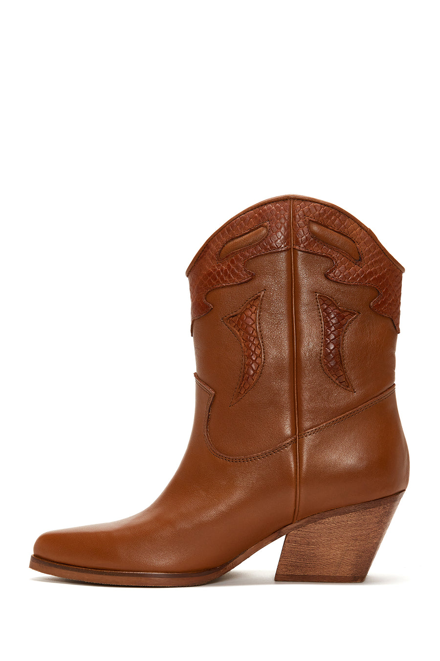 Women's Tan Leather Heeled Cowboy Western Boots