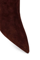 Woman Brown Thin-Heeled Suede Boots | Derimod