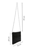 Woman Black Chain-Strap Patterned Clutch Bag | Derimod