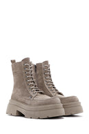 Women's Beige Suede Leather Boots | Derimod