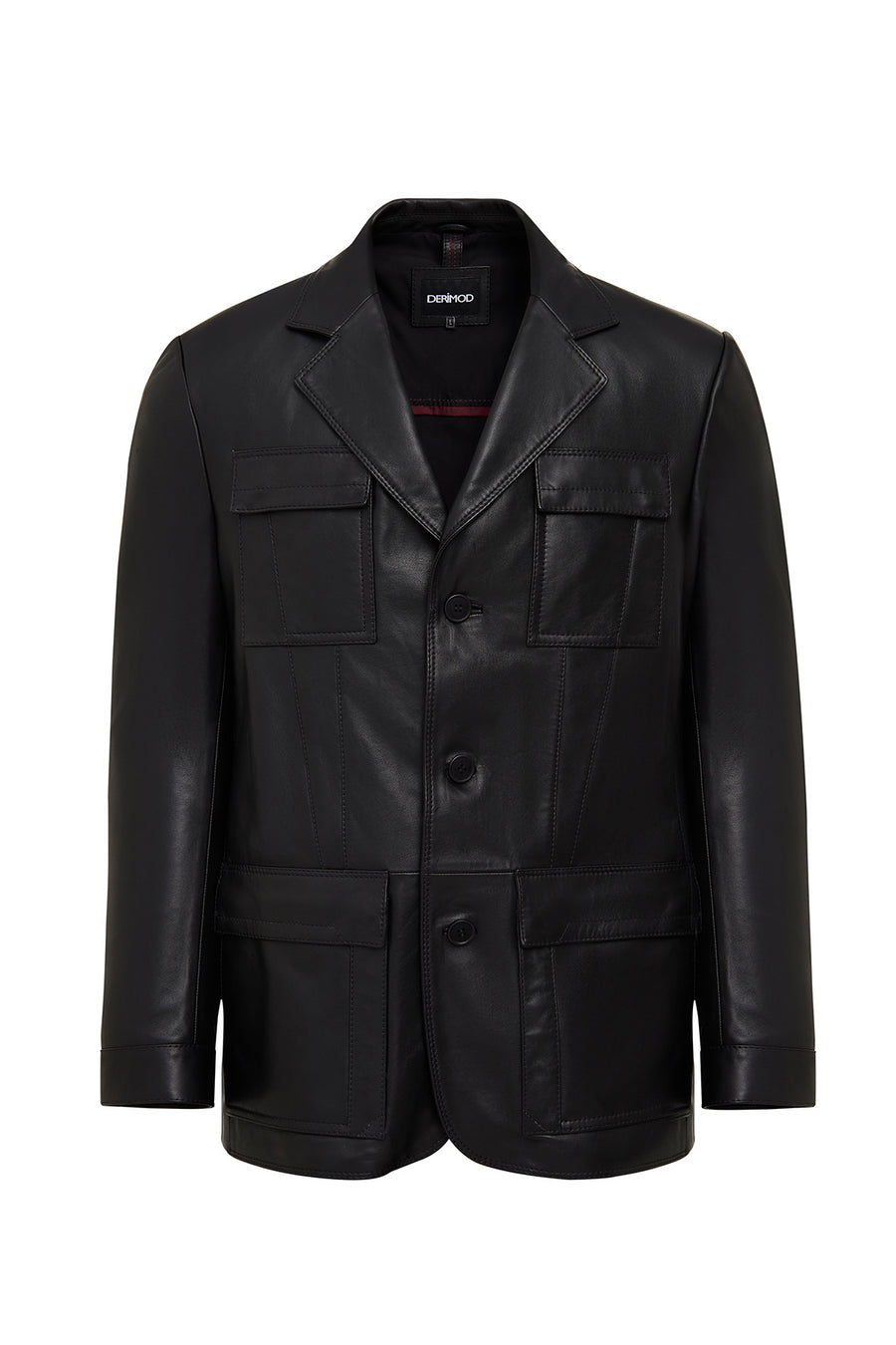 Kane Men's Black Buttoned Blazer Leather Jacket