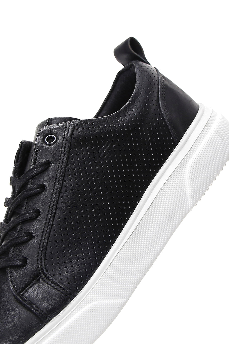 Men's Black Lace-up Leather Sneaker