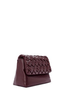 Women's Burgundy Long Chain Strap Braided Crossbody Bag | Derimod