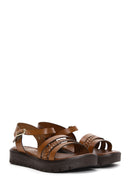 Women's Tan Leather Bodrum Sandals | Derimod