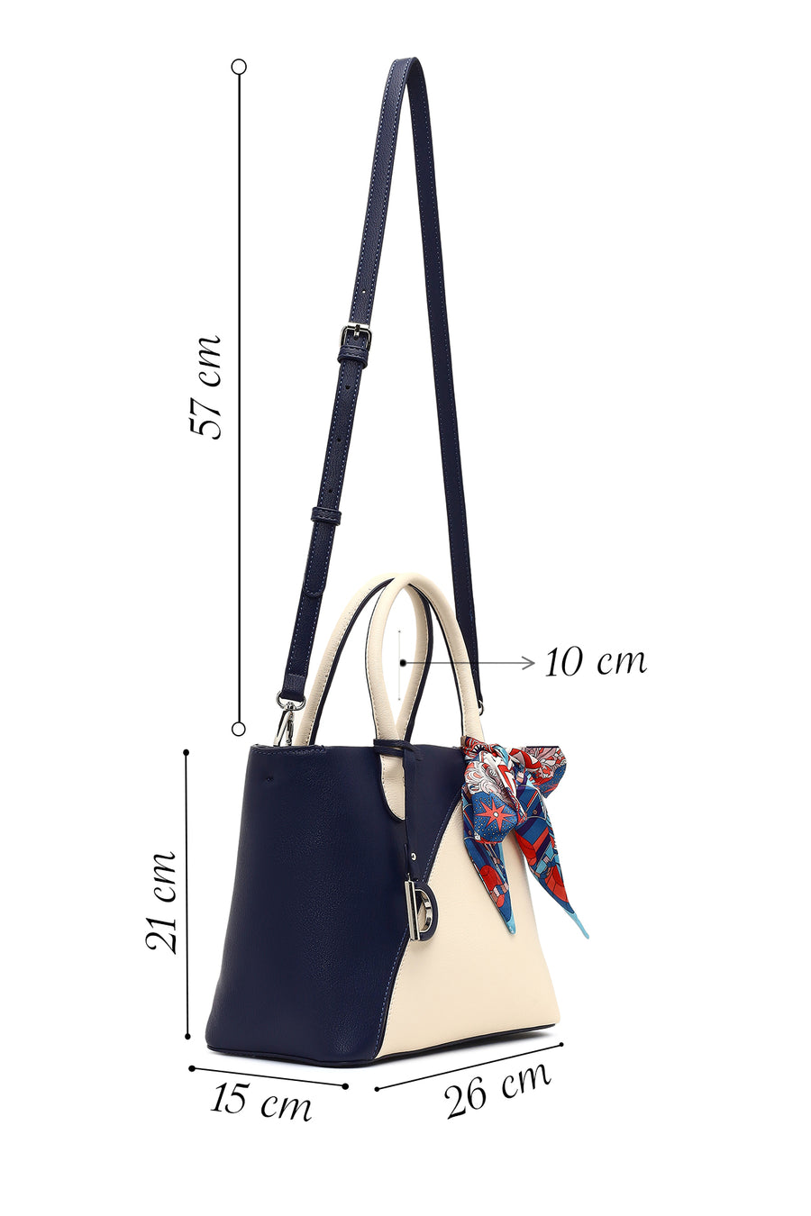 Women's Navy Blue Long Strap Accessorized Shoulder Bag