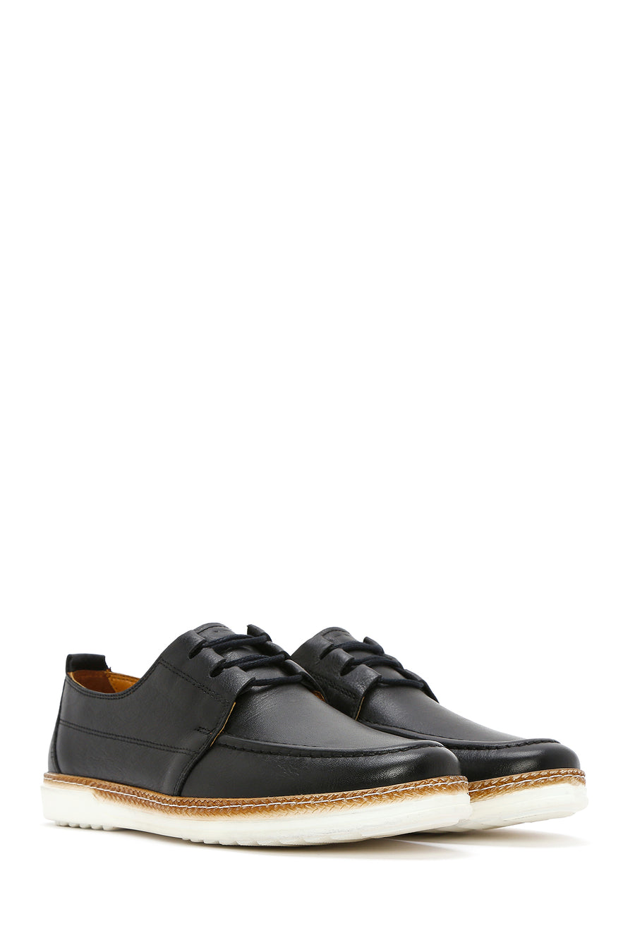 Men's Black Lace-up Leather Casual Shoes