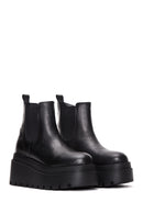 Women's Black Leather Thick Soled Chelsea Boots | Derimod