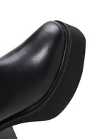 Women's Black Leather Platform Heeled Boots | Derimod