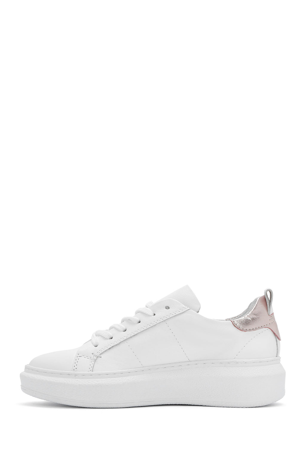 Kadın Beyaz Bağcıklı Deri Sneaker