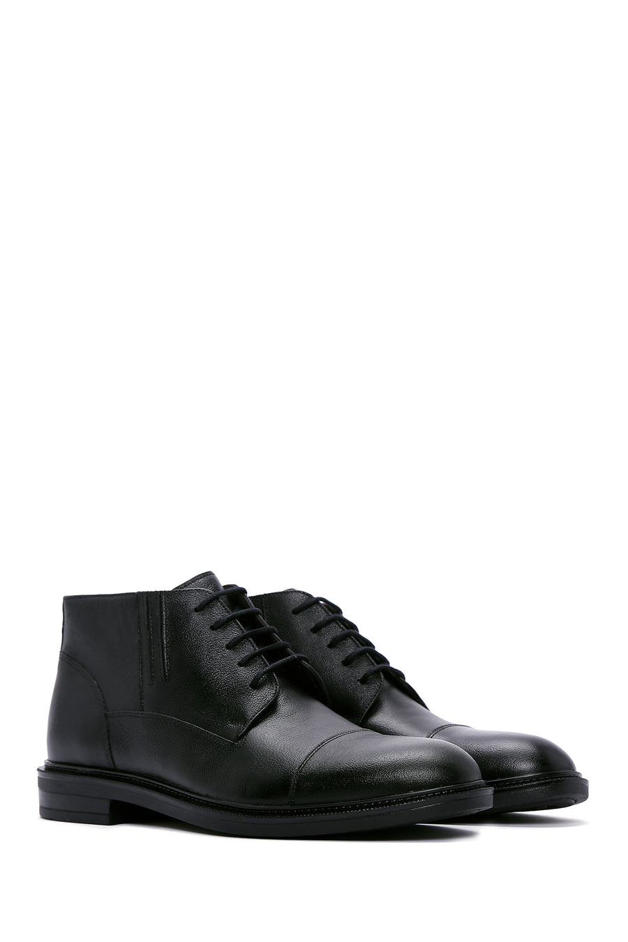 Men's Black Leather Zippered Casual Boots