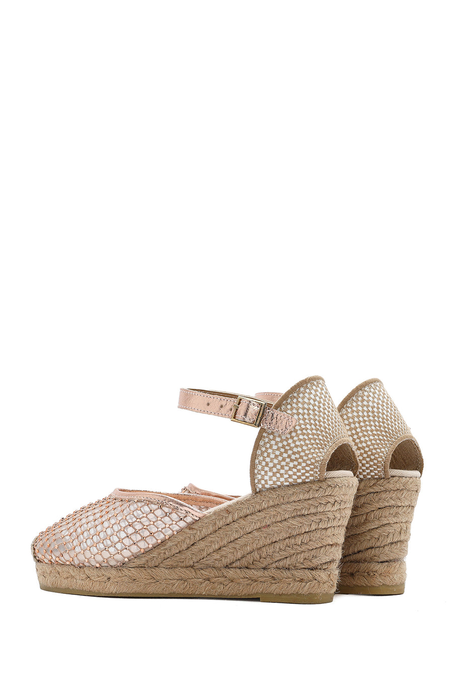 Women's Gold Ankle Buckle Wedge Heel Espadrille Sandals