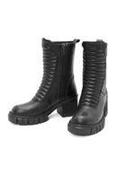 Harley Davidson Women's Black Fork Zipper Leather Boots | Derimod