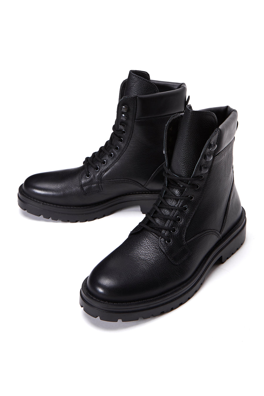 Men's Black Leather Boots Flat Boots