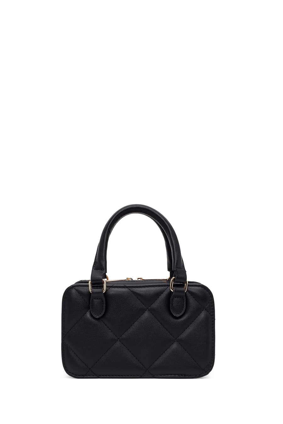 Woman Black Long-Strap Quilted Charmed Mini Shoulder Bag
