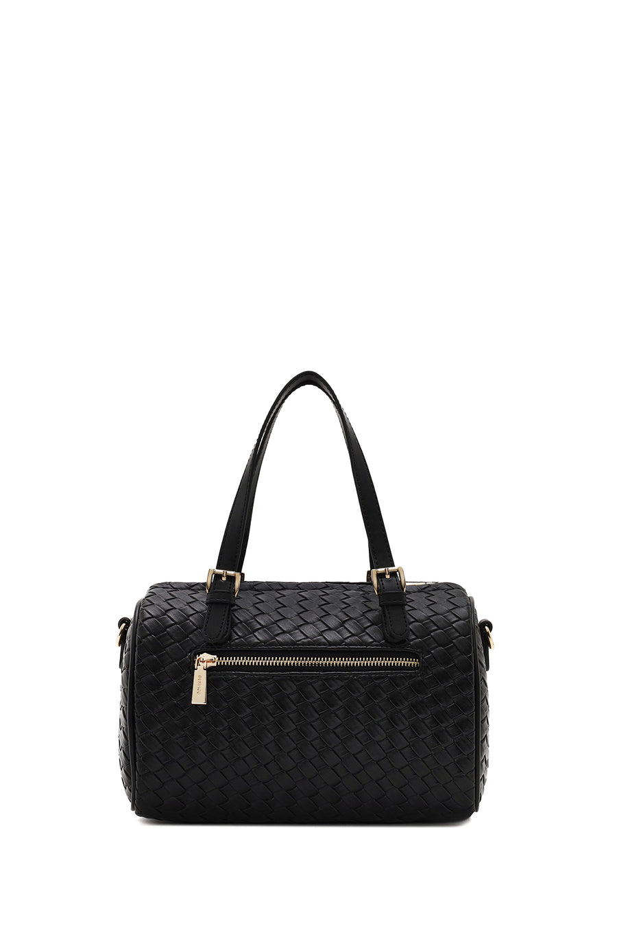 Woman Black Long-Strap Woven Shoulder Bag