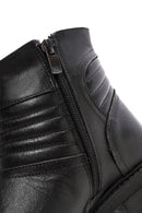 Women's Black Zippered Thick Heeled Leather Boots | Derimod