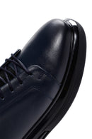 Men's Navy Blue Thick Sole Lace Up Leather Sneaker | Derimod