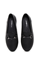 Women's Black Buckled Leather Masculine Loafer | Derimod