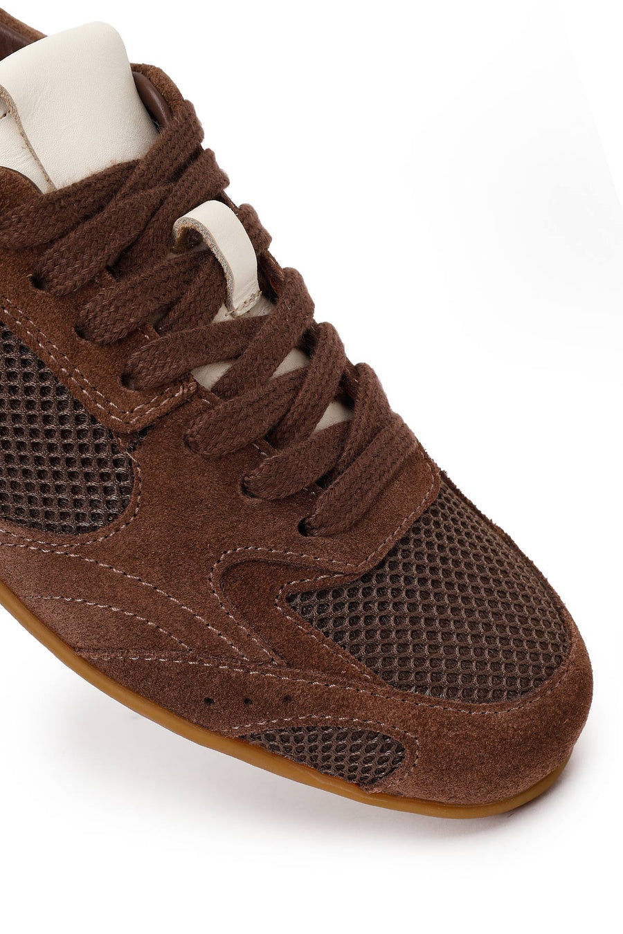 Kadın Kahverengi Bağcıklı Süet Deri Sneaker