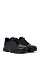 Erkek Siyah Bağcıklı Deri Casual Sneaker | Derimod
