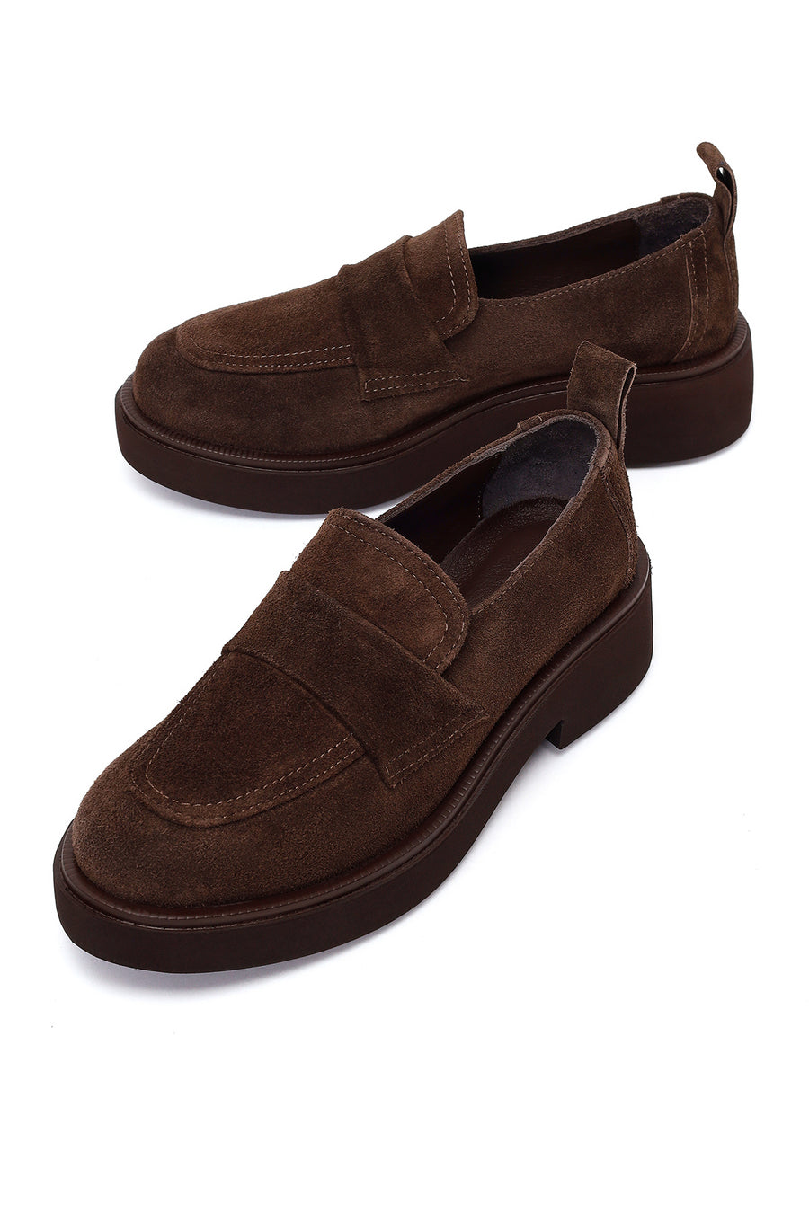 Woman Dark Mink Suede Masculine Loafer