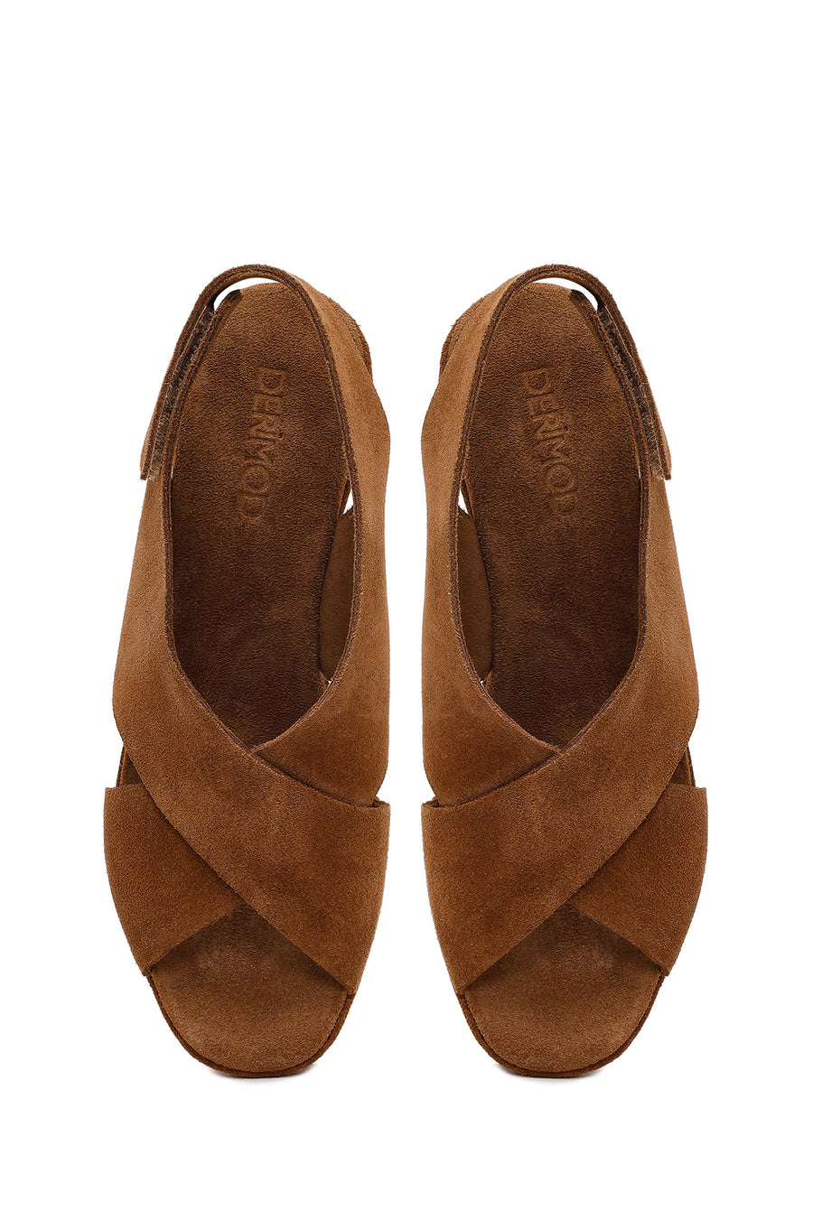 Woman Mink Strappy Wedge Heel Suede Sandal