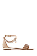 Women's Gold Stone Flat Sandals | Derimod