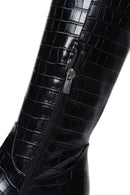 Women's Black Crocodile Patterned Heeled Boots | Derimod