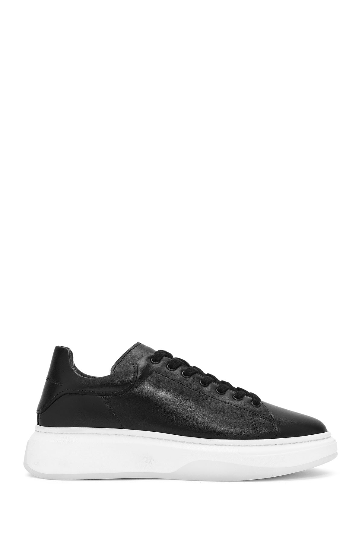 Men's Black Lace-up Thick-Sole Leather Sneaker 24WFD632318 | Derimod