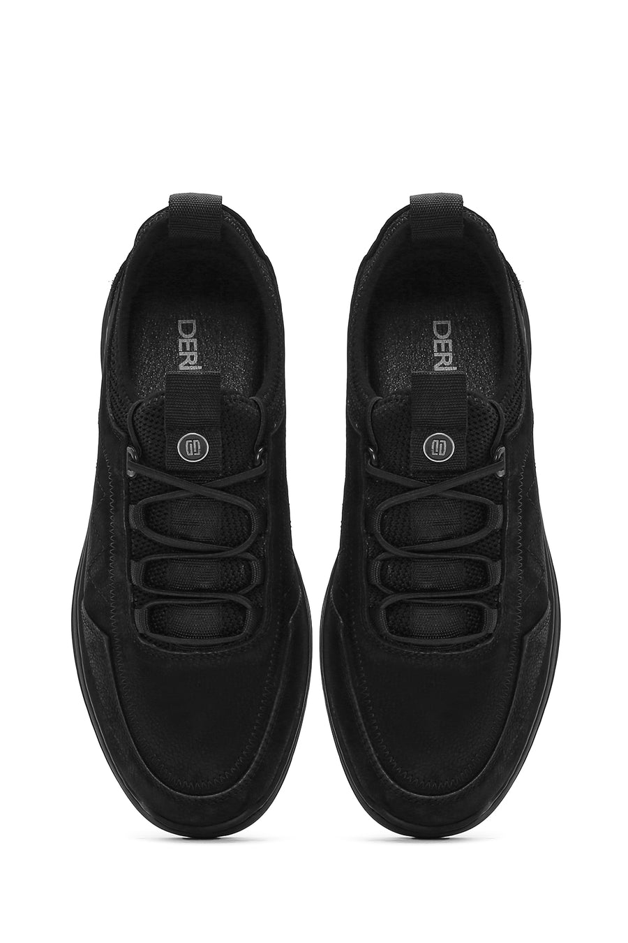Men's Black Lace-Up Nubuck Leather Casual Sneaker